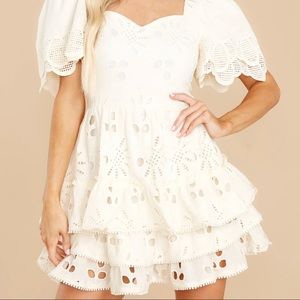 Red Dress She's The One Ivory Eyelet Dress XS NWOT